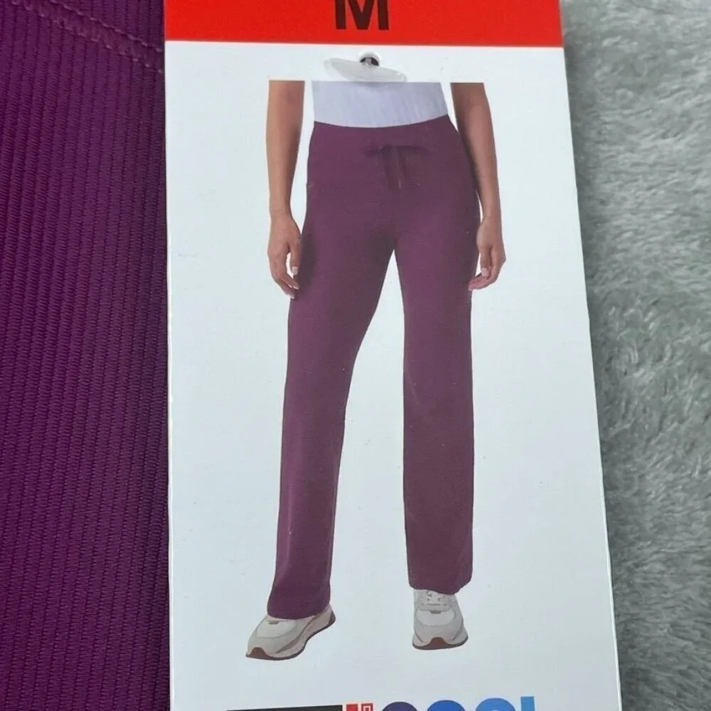 Womens Purple Drawstring Waist Ribbed Flared Pants Medium d0201 - Picture 2 of 10